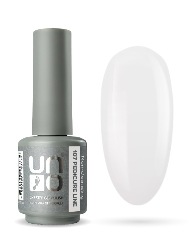 UNO, PEDICURE LINE, 107 Однофазный гель-лак, белый, 8 г