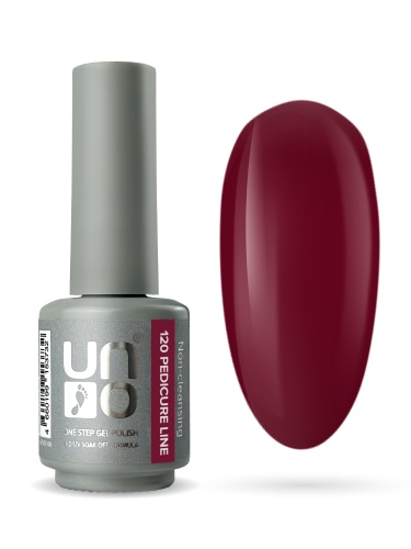 UNO, PEDICURE LINE, 120 Однофазный гель-лак, бордовый, 8 г