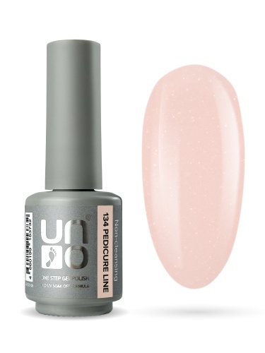 UNO, PEDICURE LINE, 134 Однофазный гель-лак, бежевый с шиммером, 8 г