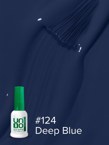 UNO, Гель-лак 124 Глубокий синий - Deep Blue, 8 мл фото 3