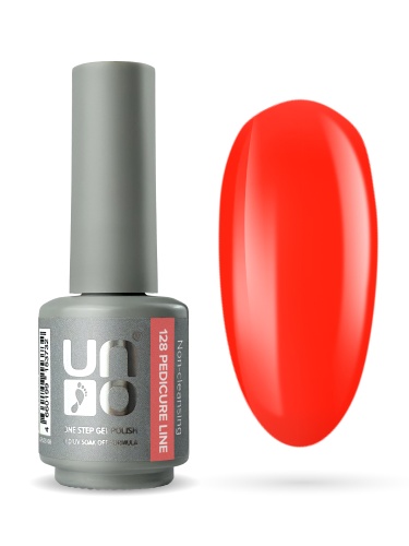 UNO, PEDICURE LINE, 128 Однофазный гель-лак, оранжевый неон, 8 г