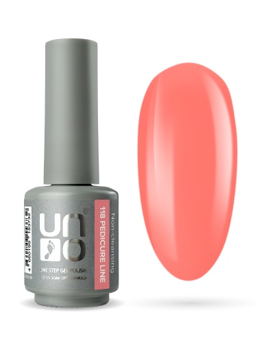 UNO, PEDICURE LINE, 118 Однофазный гель-лак, коралловый, 8 г