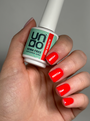 UNO, HEMA FREE, Гель-лак 2404 Красное сияние - Aurora Red, 10 г фото 6